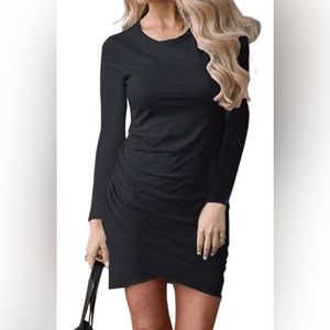 NWT Womens Black Ruched Fitted Dress / Sz medium